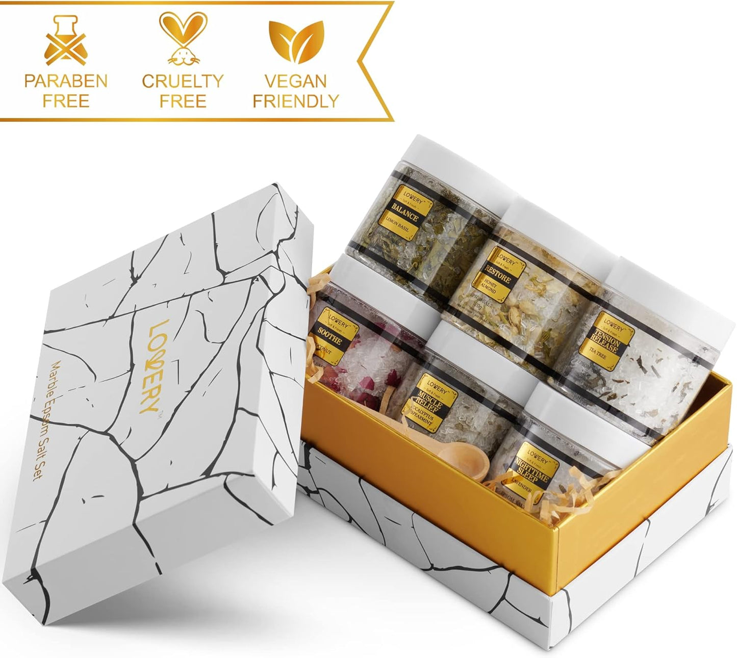 Christmas Gifts for Women Who Have Everything, Epsom Bath Salts Gift Basket Set, Relaxing Self Care Salt W/Essential Oil, Gifts for Mom, Lavender, Eucalyptus, Lemon, Coconut, Tea Tree, Honey Almond