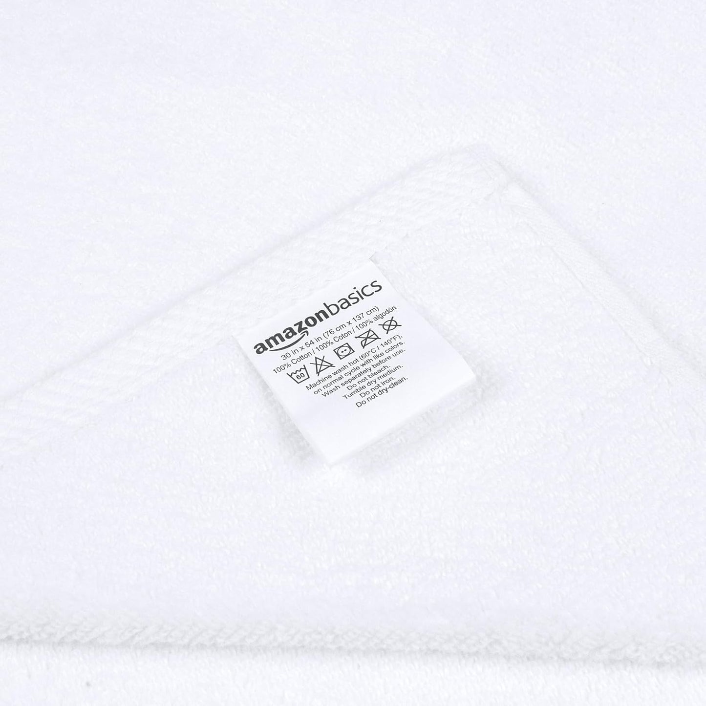 Amazon Basics 2 Piece Quick-Dry Oversize Bath Towel, 100% Cotton, White, 54" x 30" (Pack of 12)