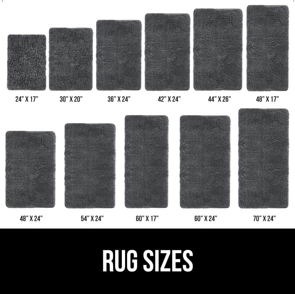 GORILLA GRIP Bath Rug Mat 44x26, Soft Absorbent Chenille, Quick Dry Microfiber Mats, Rubber Backing Washable Shower Floor Rugs, Bathmat Runner, US Designed Bathroom Home Decor Accessories Charcoal