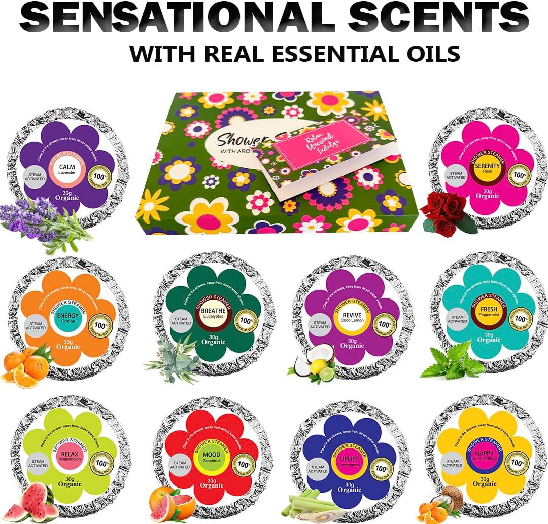 Shower Steamers for Women Gift Set – 24 Pack (4 Boxes of 6), Aromatherapy Shower Bombs w/Essential Oils, Relaxing Shower Melts, Perfect Spa Gift for Christmas, Stocking Stuffers for Women, Men, Teens
