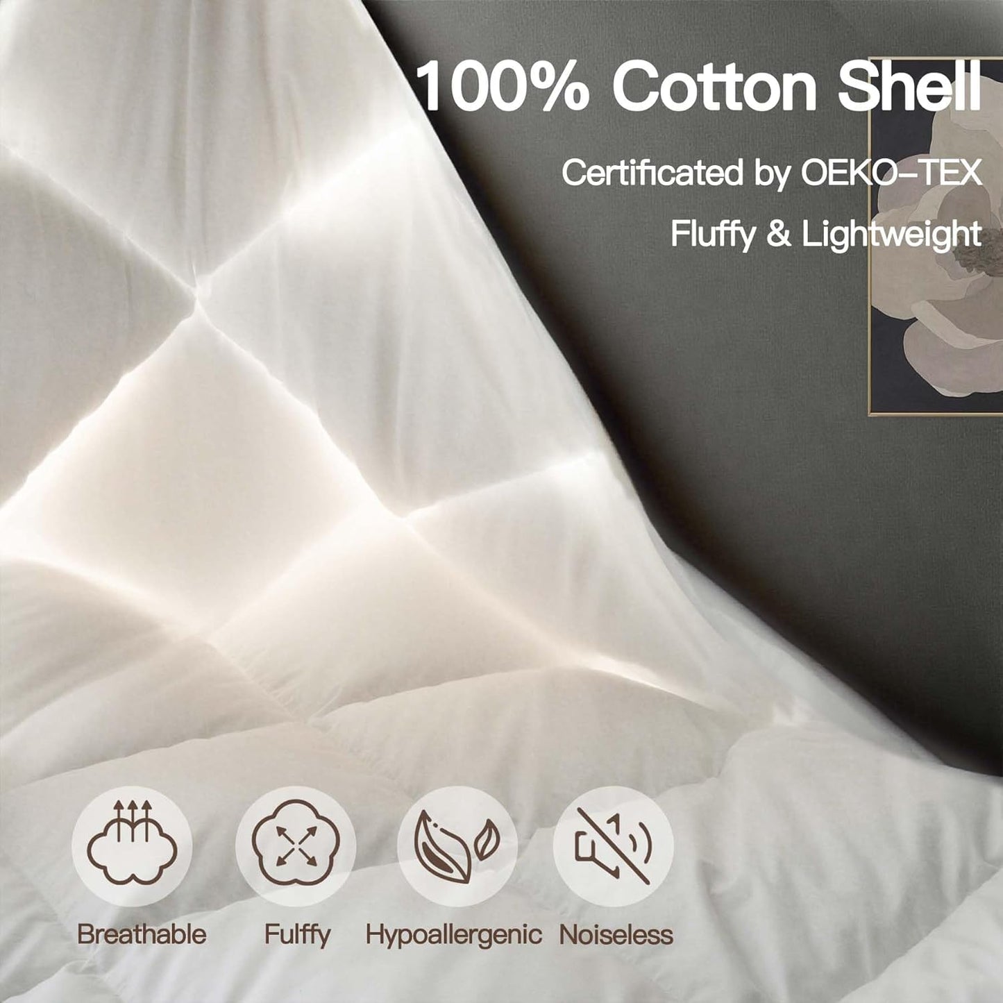 Goose Down Fiber Oversized King Size, 100% Cotton Luxurious Hotel Duvet Insert for All Season, Fluffy and Cozy with 8 Corner Tabs Medium Warmth 120 x 98 Inch White