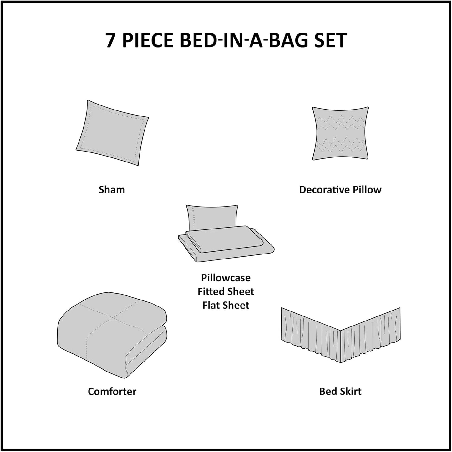Madison Park Essentials Twin Comforter Set, Bed in a Bag Twin, Watercolor Print Coastal Comforter & Chambray Cotton Sheet Set, All Season Bedding Set, Saben, Aqua Twin (68 in x 86 in) 7 Piece