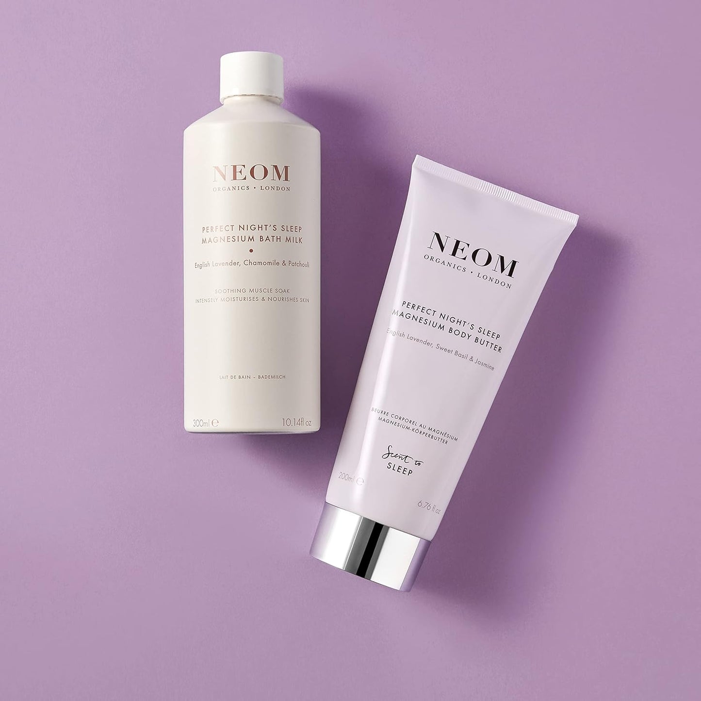 NEOM Perfect Night's Sleep Magnesium Bath Milk, 300ml I 100% Natural Lavender, Chamomile and Patchouli I Relieve Sore, Tired Muscles I Milky Texture I Relaxing and Nourishing