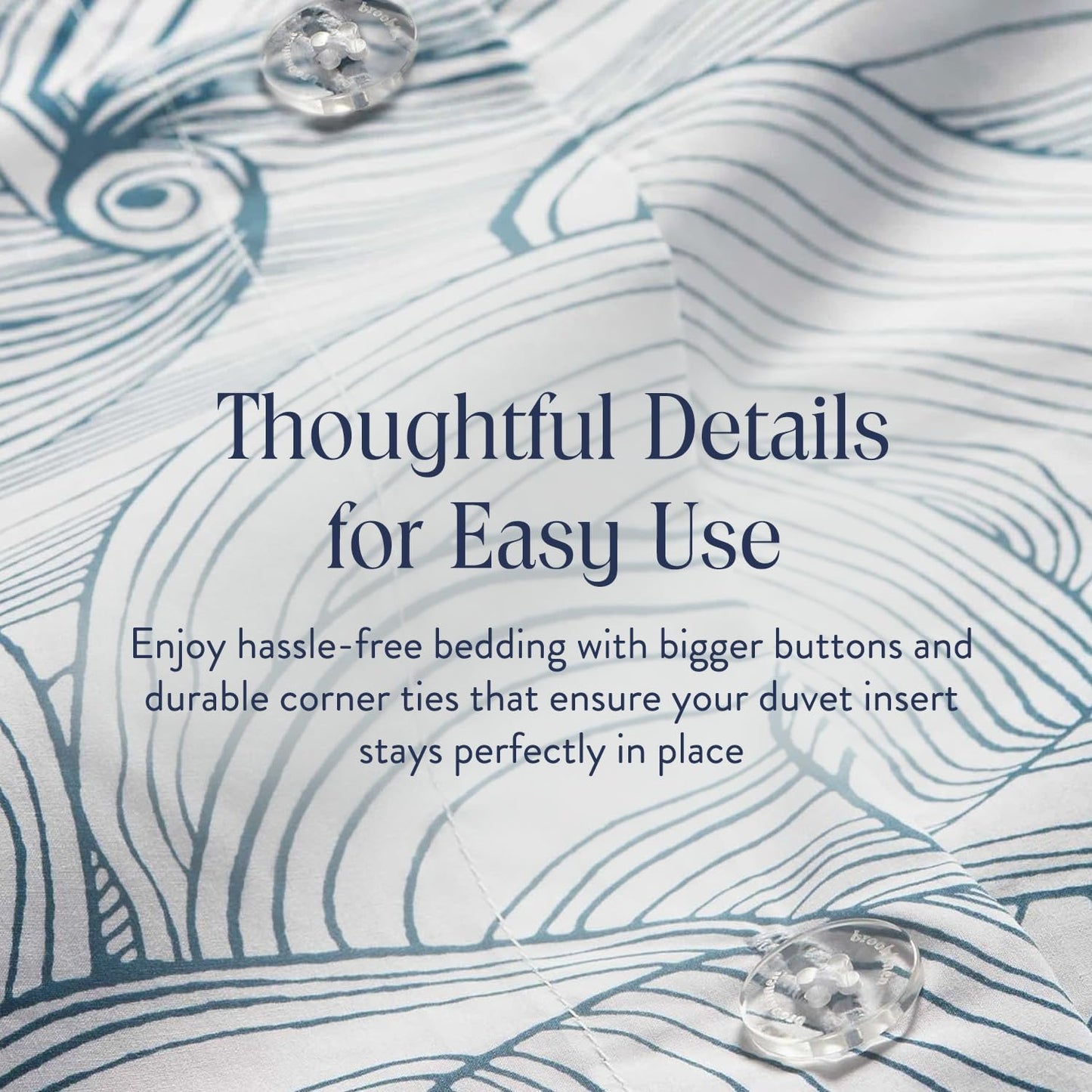 Brooklinen Luxury Sateen Duvet Cover - 100% Cotton, Full/Queen Size in Oyster Blue with Extra-Long Corner Ties and Button Closure - Best Full/Queen Duvet Covers