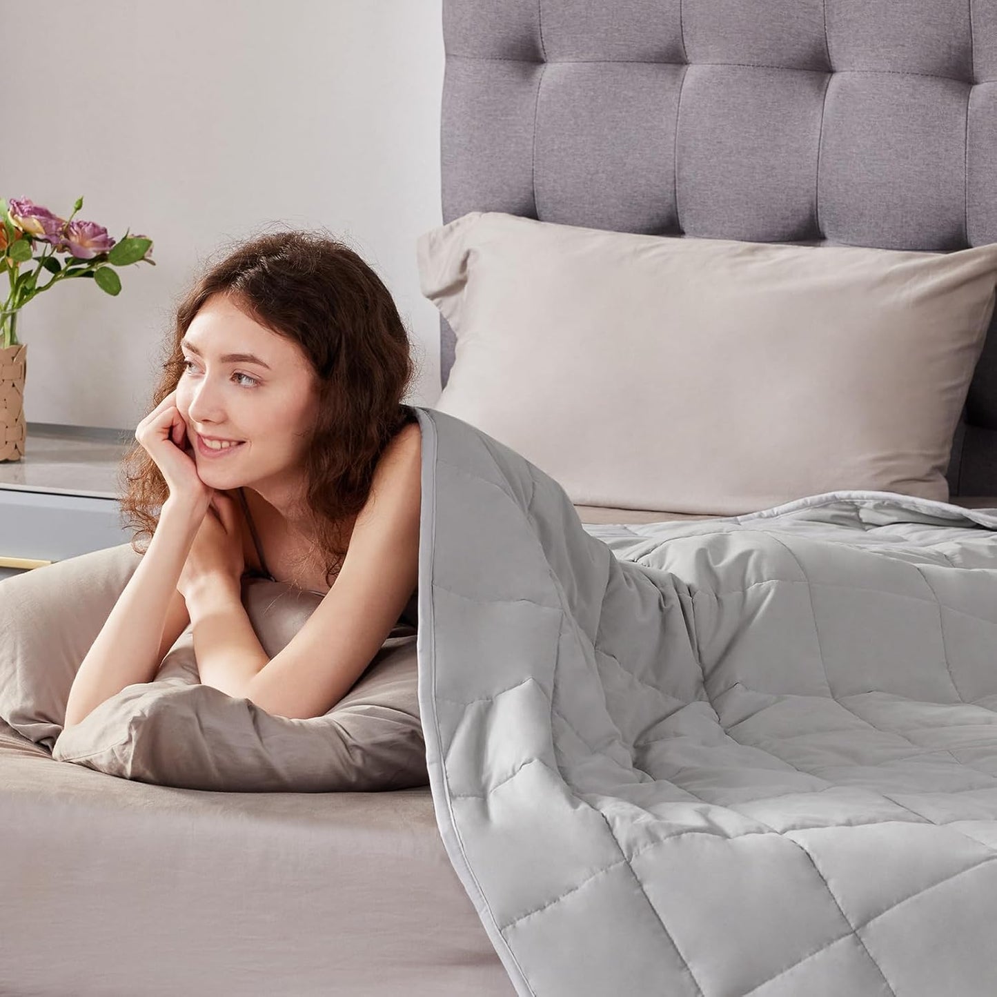 Weighted Blanket Queen/King Size (80"x87" 15lbs),Ultra Soft and Cozy Cooling Weighted Blanket for Adult,Heavy Blanket with Machine Washable Soft Blanket, Stone Grey