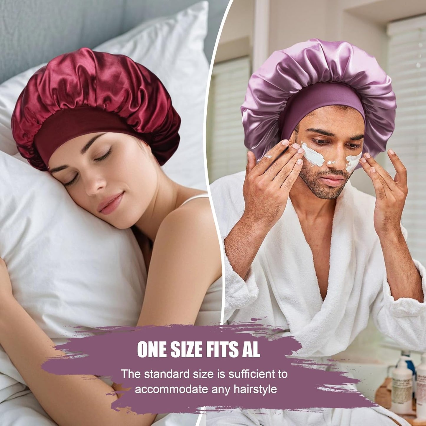 Satin Silk Bonnet for Sleeping, Soft Satin Lined Hair Bonnet for Women, Double Layer Sleep Nightcap
