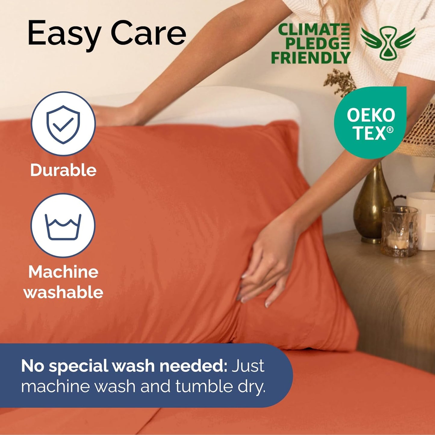 Queen Size 4 Piece Sheet Set - Extra Soft, Breathable And Cooling Sheets - Hotel Luxury Bed Sheets for Women & Men - Deep Pockets, Easy-Fit & Wrinkle-Free Sheets - Harvest Pumpkin Oeko-Tex Bed Sheets