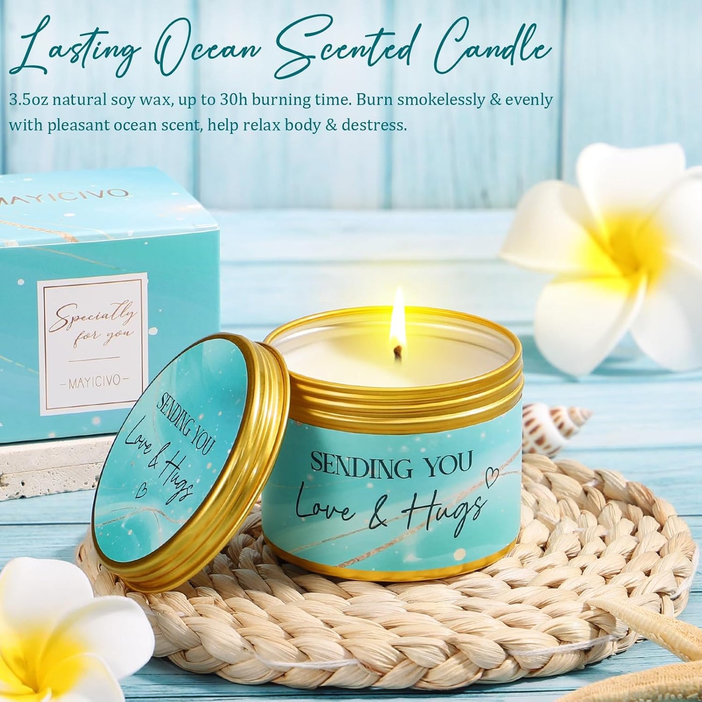 Birthday Gifts for Women, Self Care Gifts Get Well Soon Gifts Basket for Women, Ocean Relaxing Spa Gifts Care Package w/Luxury Blanket, Unique Gifts for Mom Mother Her Wife Girlfriend Friend Sister