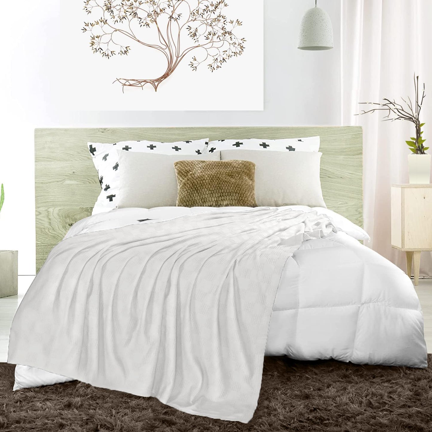 Avalon Bedding 100% Cotton Blankets King Size Thermal Blanket (108"x90") - Perfect Cotton Blanket King Size for Layering Bed in Any Season - Cotton Blankets for Bed (White)
