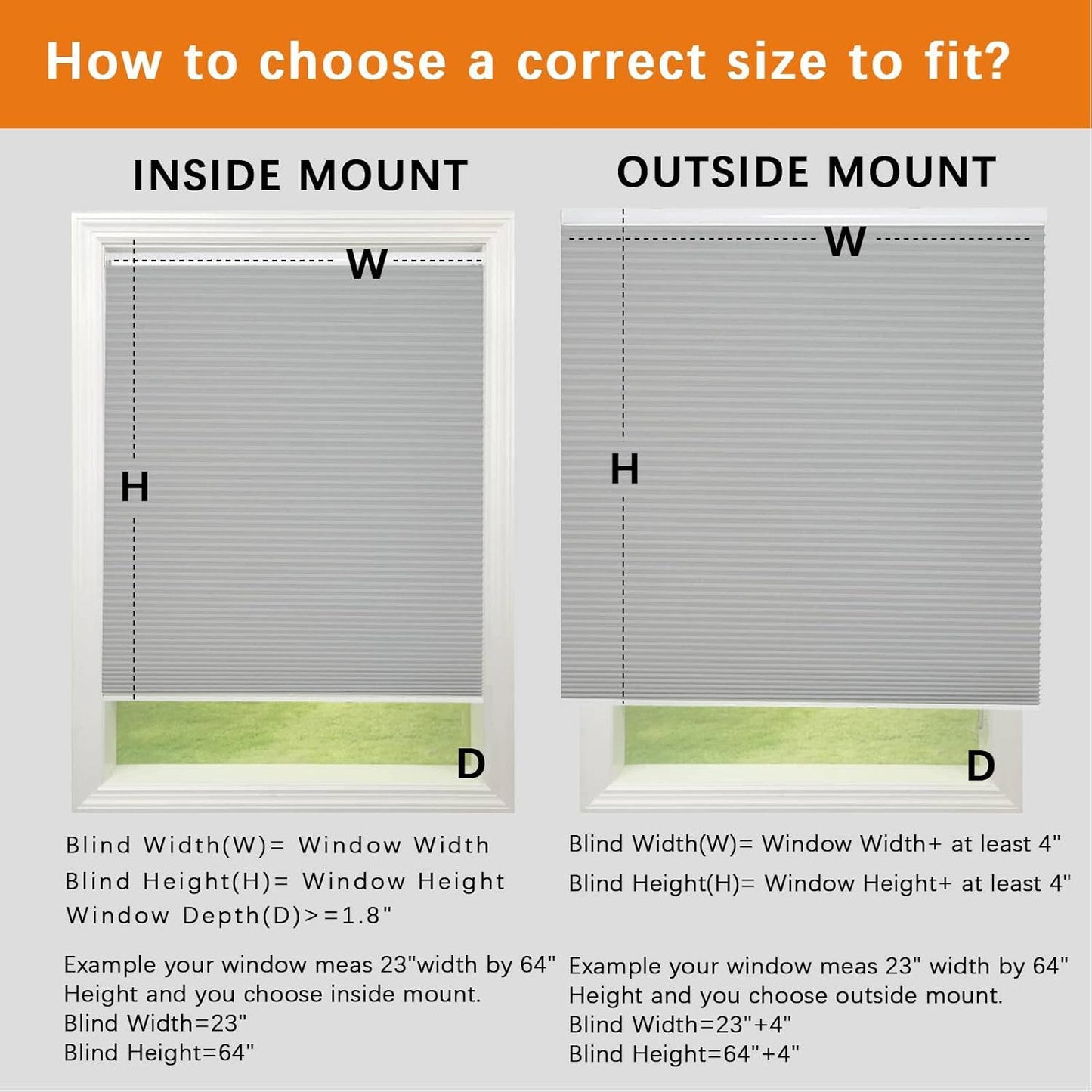 Persilux Light Filtering Cellular Blinds for Windows Pleated Cordless Roller Shades Room Darkening UV Protection Honeycomb Shades for Home, Windows and Bedroom, Dark Grey, 58" W x 54" H