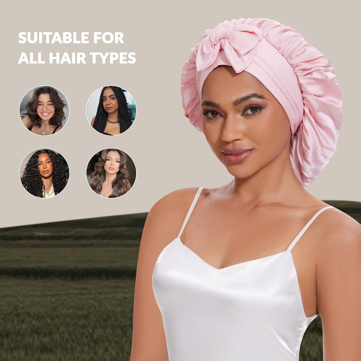 100% Mulberry Silk Bonnet for Sleeping for Women, Double-Layer Real Silk Hair Bonnet Sleep Cap Hair Wrap