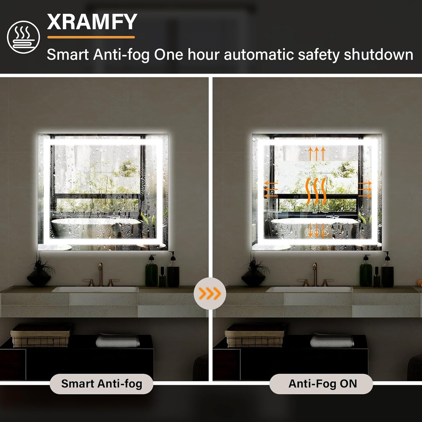 36x36 Inch Smart LED Bathroom Mirror - Anti-Fog Vanity Mirror with Touch Sensor, 3 Color Lighting & Dimmable Memory Function, Lighted Mirror for Over The Sink, Modern Bathroom Wall Mirror