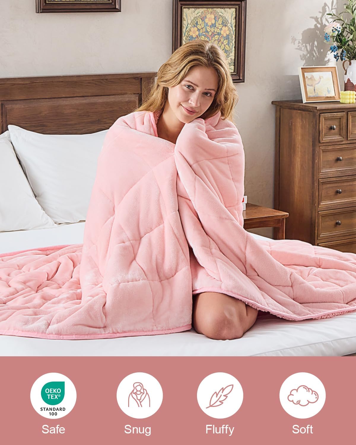 Super Fuzzy Soft Sherpa Fleece Weighted Blanket, 15 lbs Dual Sided Fluffy Heavy Weighted Blankets for Adults - No Bunching with Double Layers of Soft Inner Lining (48"x 72", 15 Pounds)