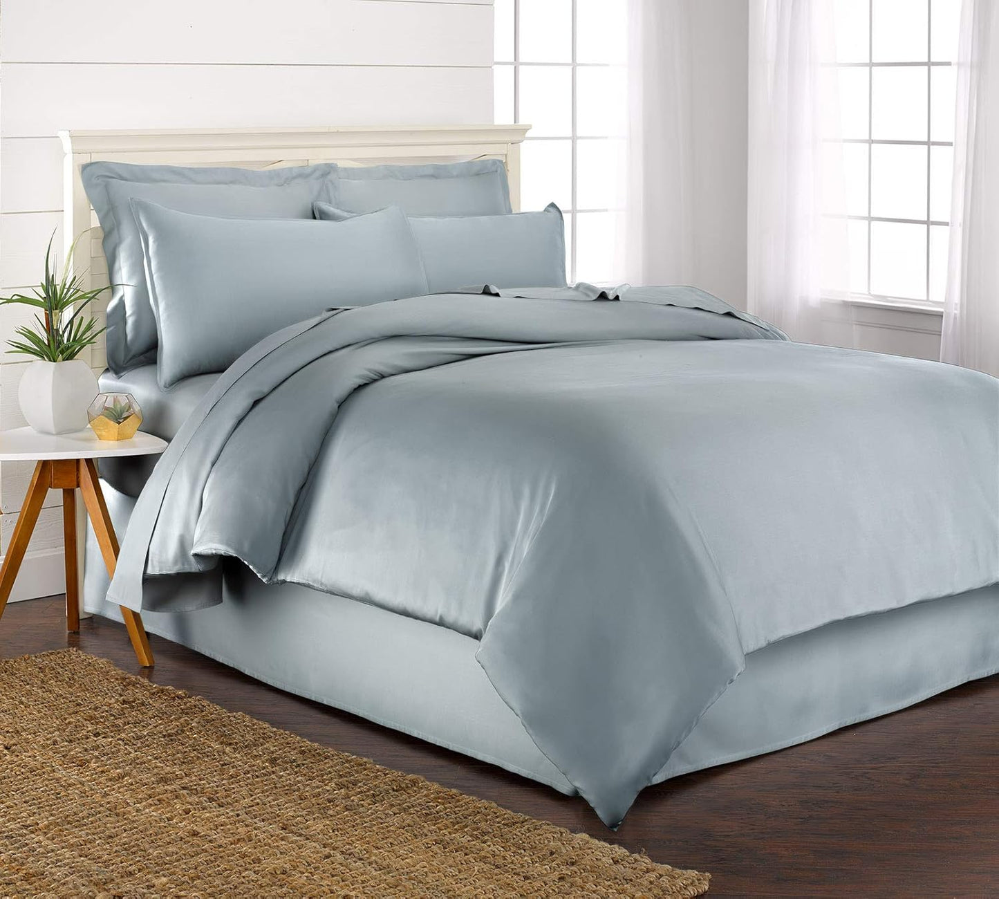 Queen Duvet Cover by Pure Bamboo, 3 Piece Set, Genuine 100% Organic Viscose Derived from Bamboo, Luxuriously Soft and Cooling, 2 Pillowcases (Queen, Sterling Blue)