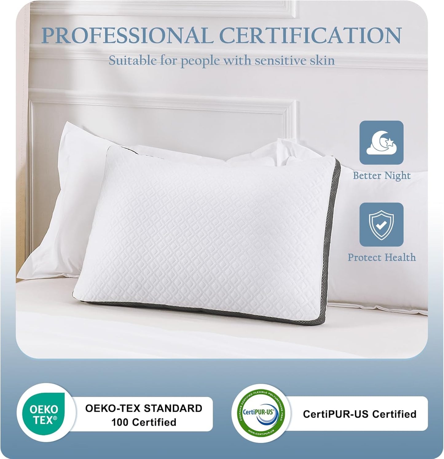 King Size Pillows, Shredded Memory Foam Pillows, Adjustable Bed Pillow for Sleeping, 20"x36"Cooling Tencel Circular Knit Pillows for Side, Back, Stomach Sleepers๏ผPack of 1๏ผ