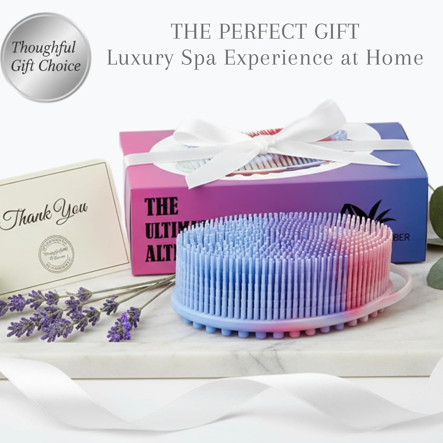 Silicone Body Scrubber for Shower - Gentle Exfoliating Back Scrubber with Soft Bristles - Avilana Premium Dual Sided Bath Brush Massage - Loofah Alternative for Sensitive Skin - Gift Women Men