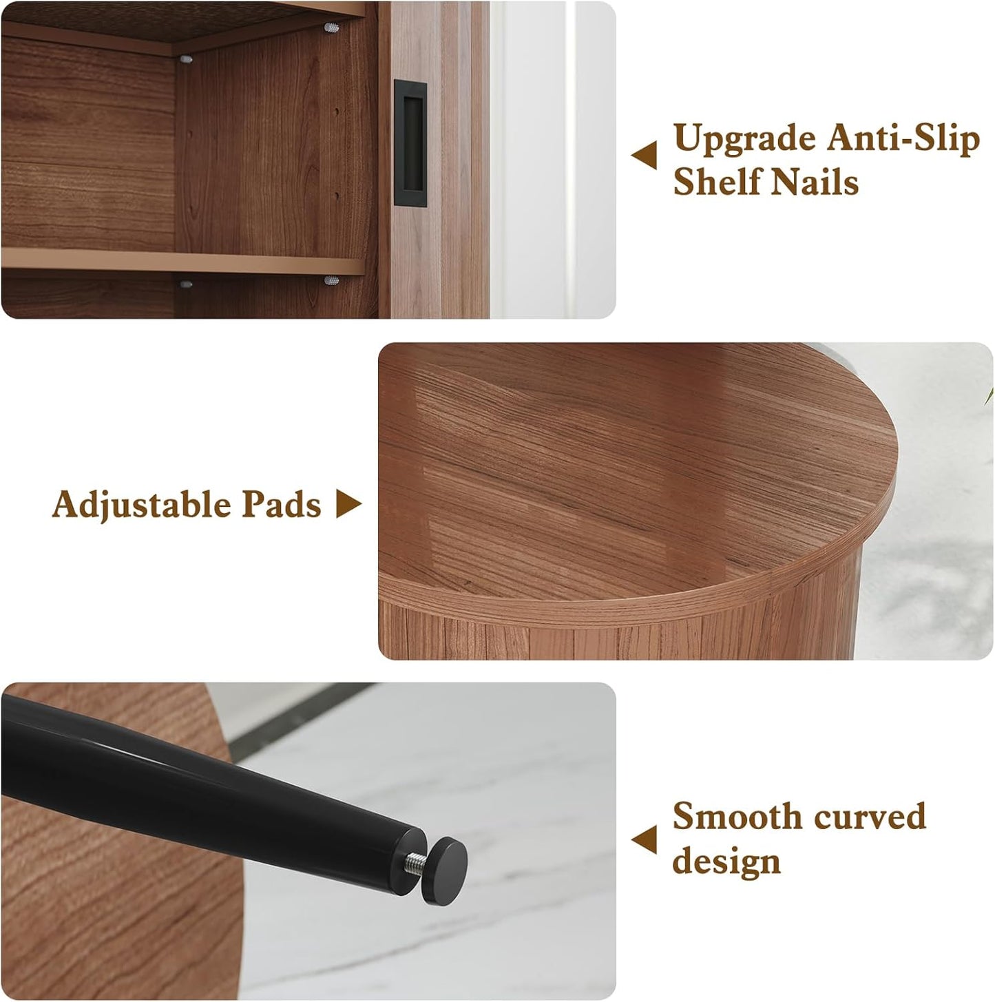 ARTPOWER 47.2" Sideboard Buffet Cabinet with Tambour Door, 6 Heights Adjustable Shelves, Accent Console Cabinet with Storage, Modern Credenza for Living Room, Dining Room, Entryway, Walnut