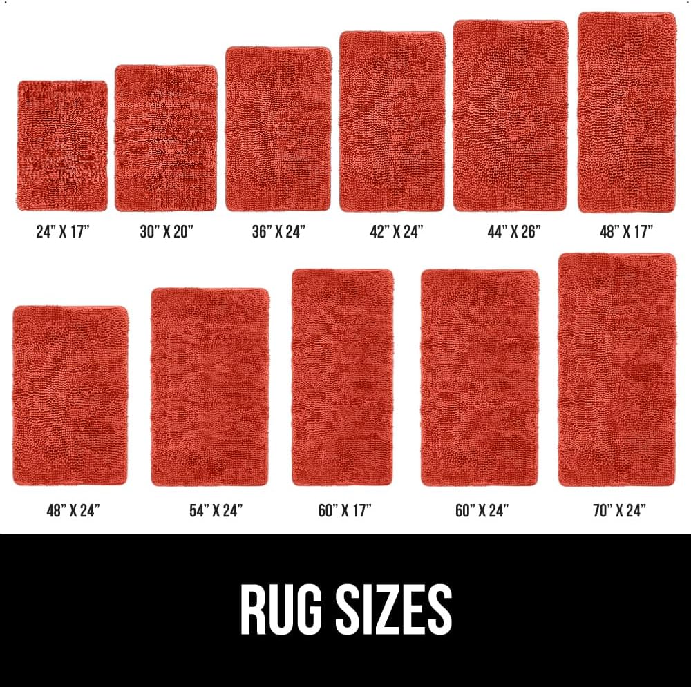 GORILLA GRIP Bath Rug Mat 60x24, Thick Soft Absorbent Chenille, Quick Dry Microfiber Mats, Rubber Backing, Machine Washable Shower Floor Rugs, Bathmat Runner, Bathroom Decor Accessories Sunset Orange