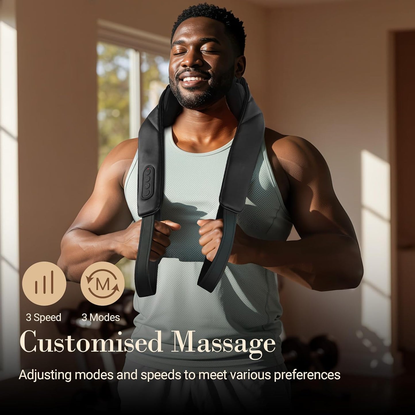 Cordless Neck Massager for Pain Relief Deep Tissue, Shoulder Massager with Heat, 3 Modes & Speed, Massager Pillow for Neck and Shoulder Pain