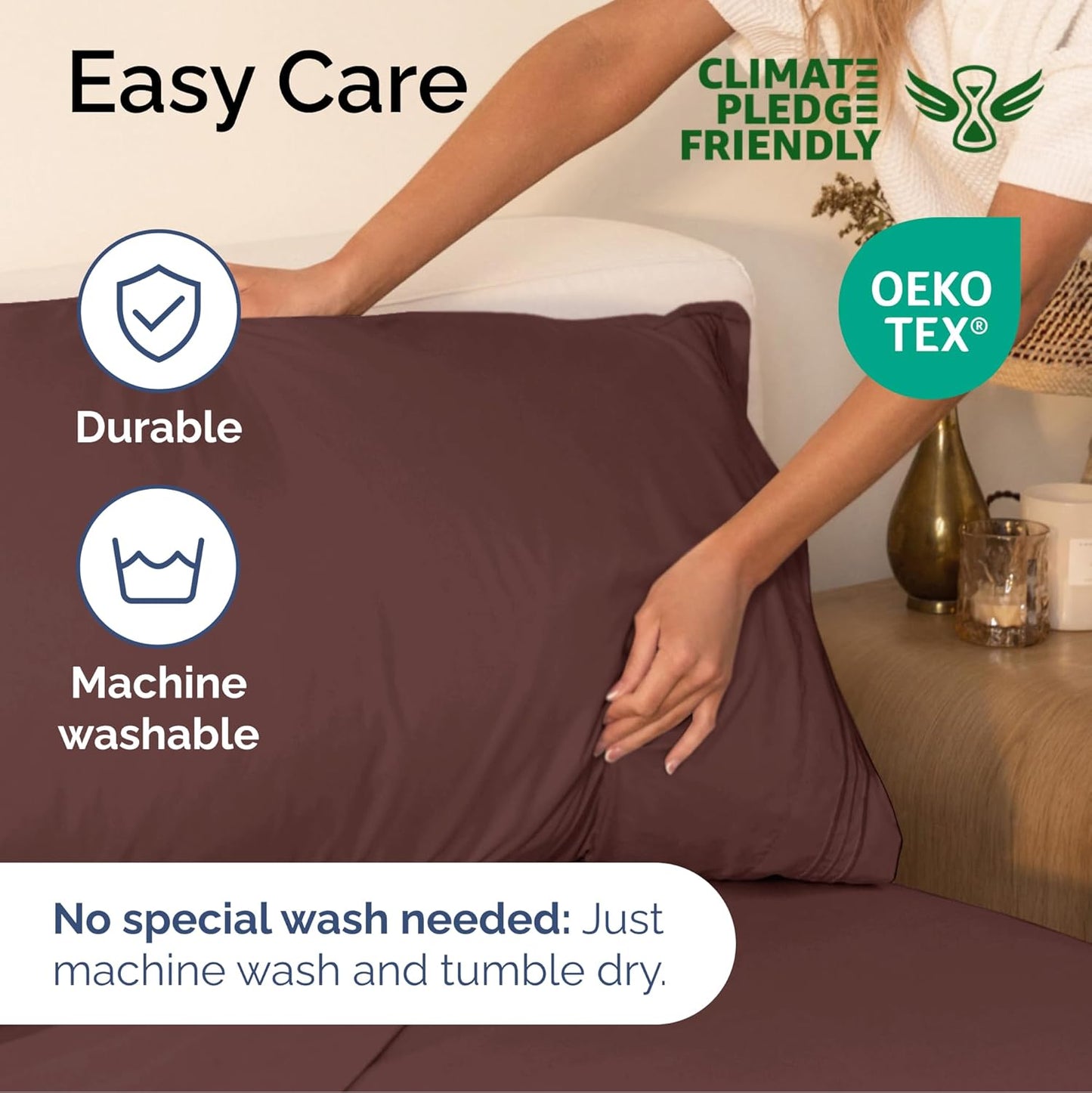 Queen Size 4 Piece Sheet Set - Extra Soft, Breathable and Cooling - Hotel Luxury Durable Bed Sheets for Women & Men - Deep Pockets, Easy-Fit & Wrinkle-Free - Dark Russet Oeko-Tex