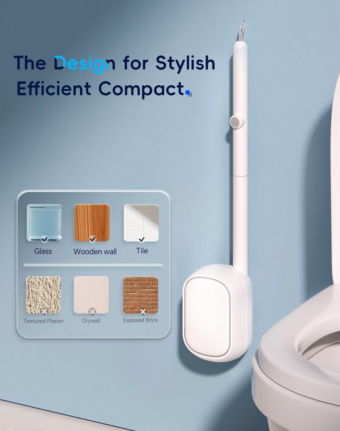 Disposable Toilet Cleaning System - Toilet Wand Kit with 18 High-Performance Refills, Wall Mounted Toilet Brush and Holder for Deep Cleaning Bathroom