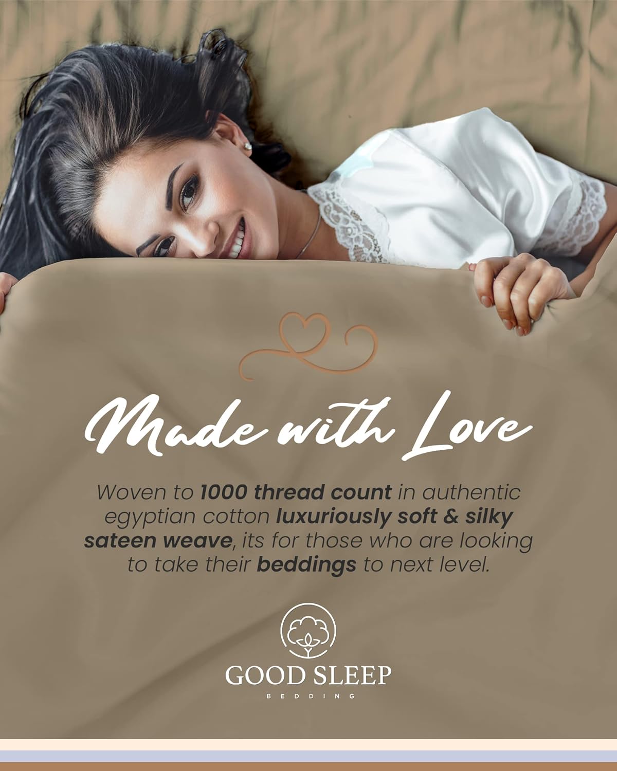 Good Sleep Bedding King Bed Sheet Set - 4 Pc, Egyptian Cotton Sheets, Hotel Style Sheets King Size Deep Pocket, Fits Upto 16 Inch, Soft & Breathable Sheet & Pillowcase Sets - Taupe