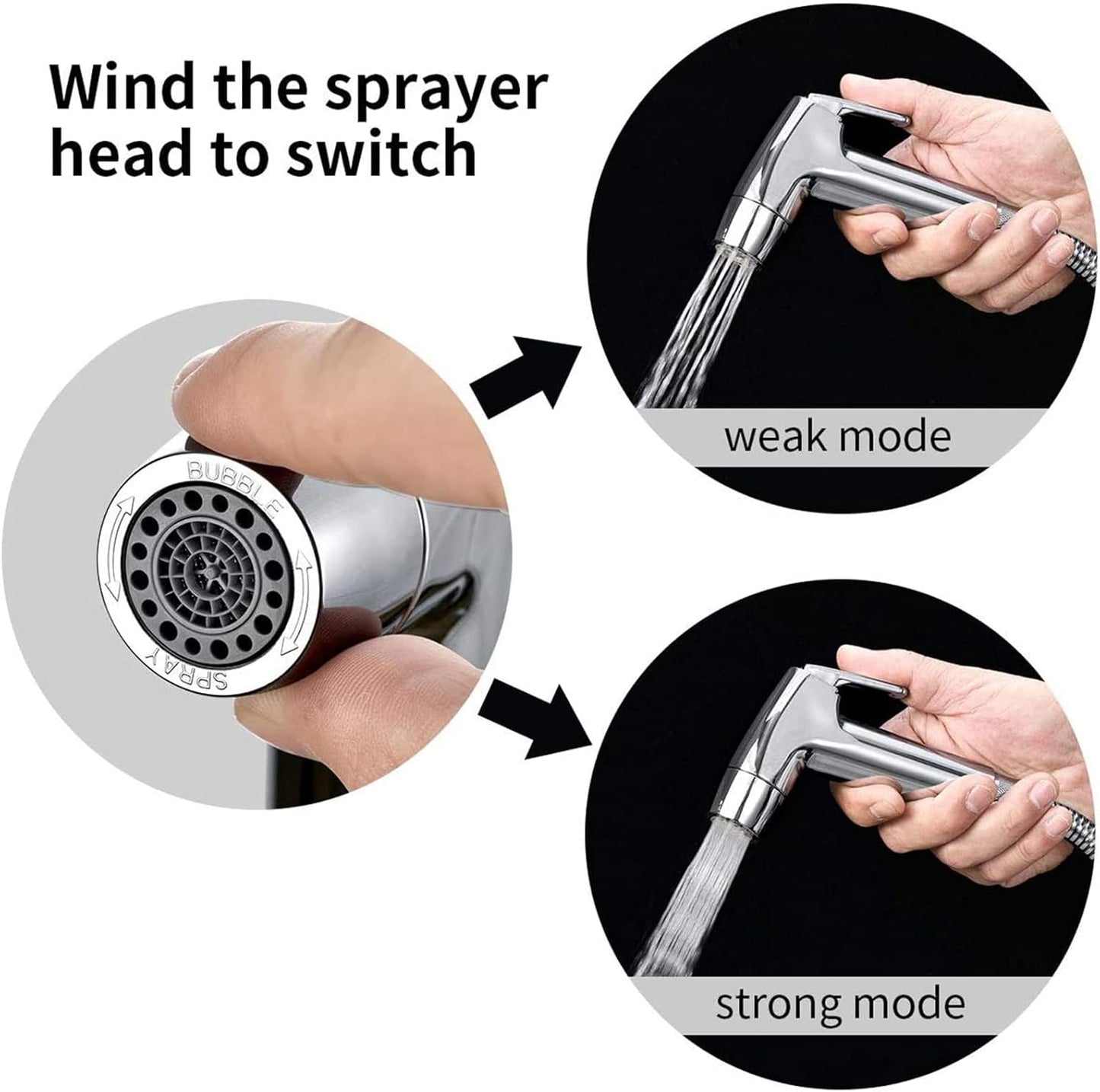 Handheld Bidet Sprayer Toilet Bathroom with Wall Bracket Hose Set, Closestool, Squatting Pan, Water Flower, Floor Cleaning Cloth Diaper for Bathroom Hygiene 3 Set (Note: linker not Included)