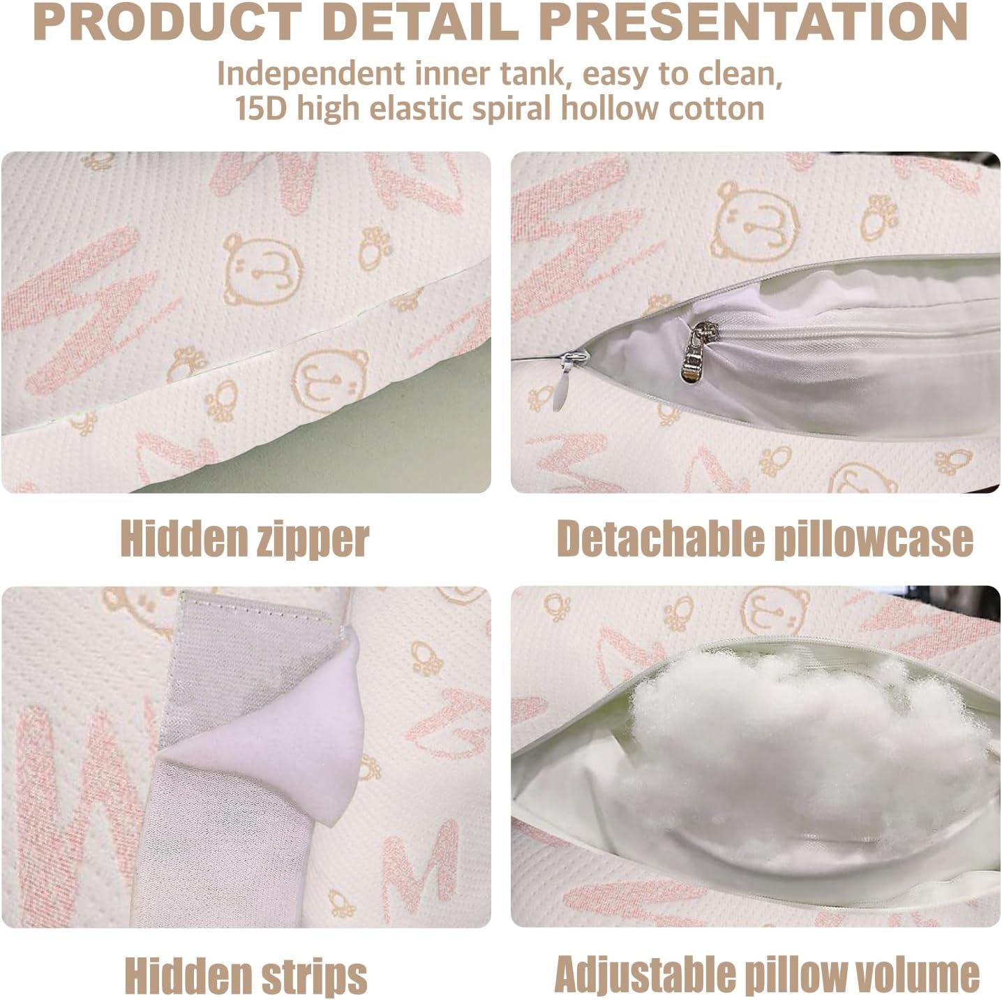 Pregnancy Pillow, Maternity Pillow with Detachable & Adjustable Pillow Cover, Full Body Pillow for Adults Sleeping, Support for Back, Belly, Legs, HIPS, Pregnancy Must Haves