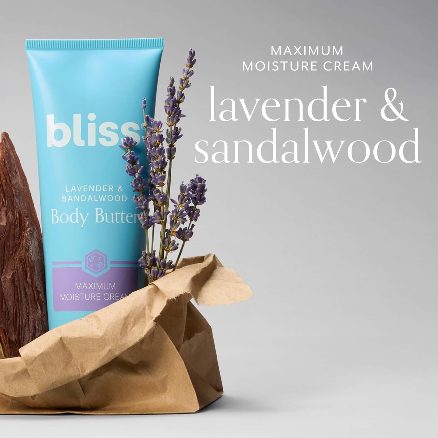 Bliss Body Butter - Lavender and Sandalwood - Maximum Moisture Cream - 6.7 Fl Oz - Body Lotion for Dry Skin - Long-Lasting Moisturizer for Women & Men - Vegan and Cruelty-Free
