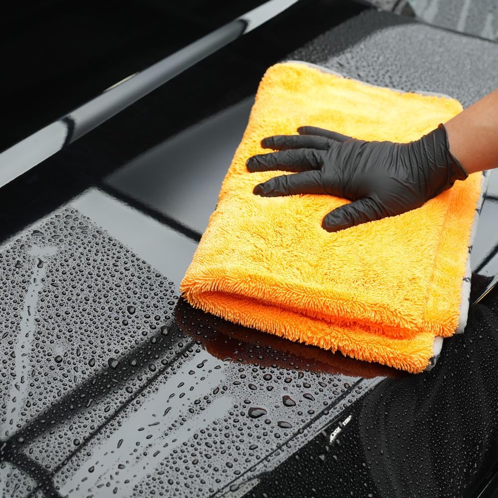 SPTA Drying Towel, Car Wash Drying Towel for Spotless Shine, Highly Absorbent, Scratch Free Large Microfiber Towel for Car wahing, 29.1 x 35 inch, Orange-MT031