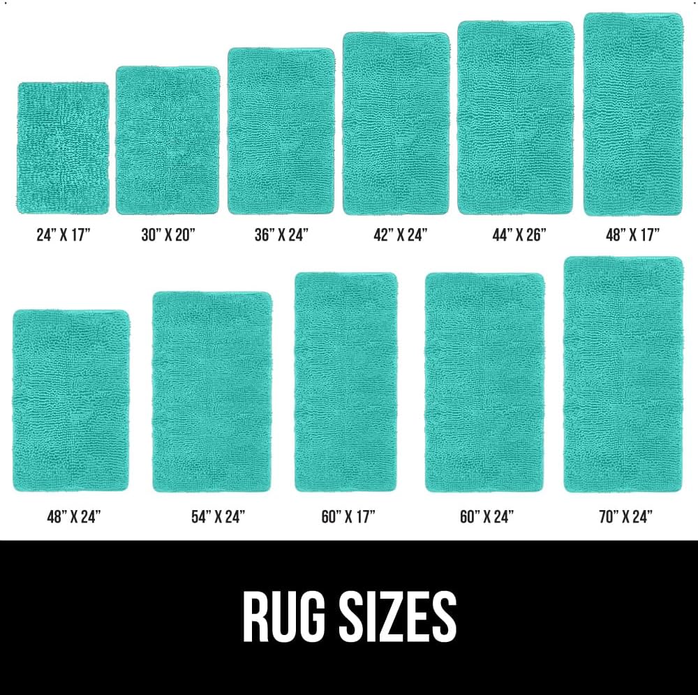 GORILLA GRIP Bath Rug Mat 60x24, Thick Soft Absorbent Chenille, Quick Dry Microfiber Mats, Rubber Backing Machine Washable Shower Floor Rugs, Bathmat Runner, Bathroom Home Decor Accessories, Turquoise
