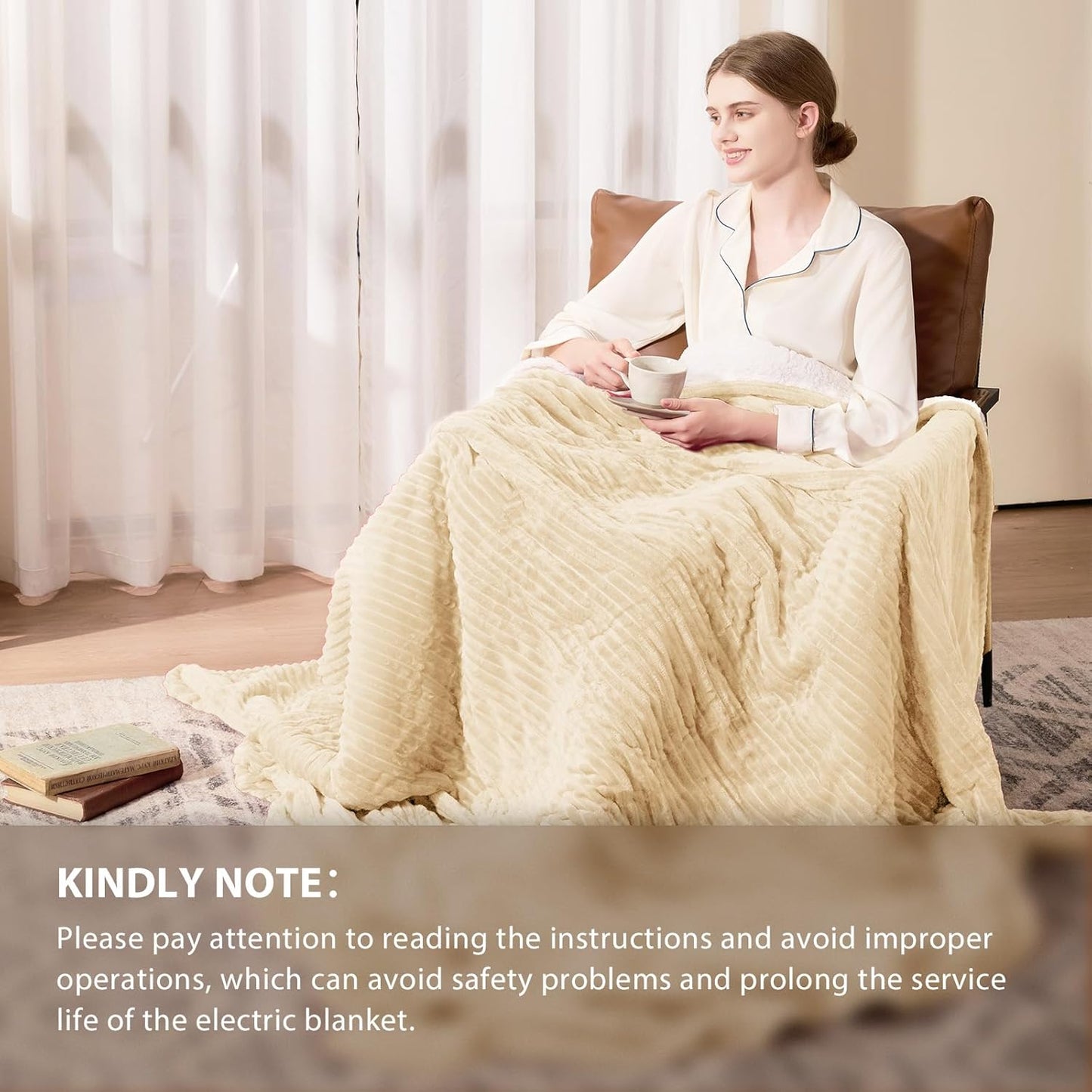 Homemate Heated Blanket Electric Throw - 50"x60" Heating Blanket Throw 1/2/4/6/8 Hours Auto-Off 10 Heat Levels Over-Heat Protection Soft Flannel Sherpa ETL Certification