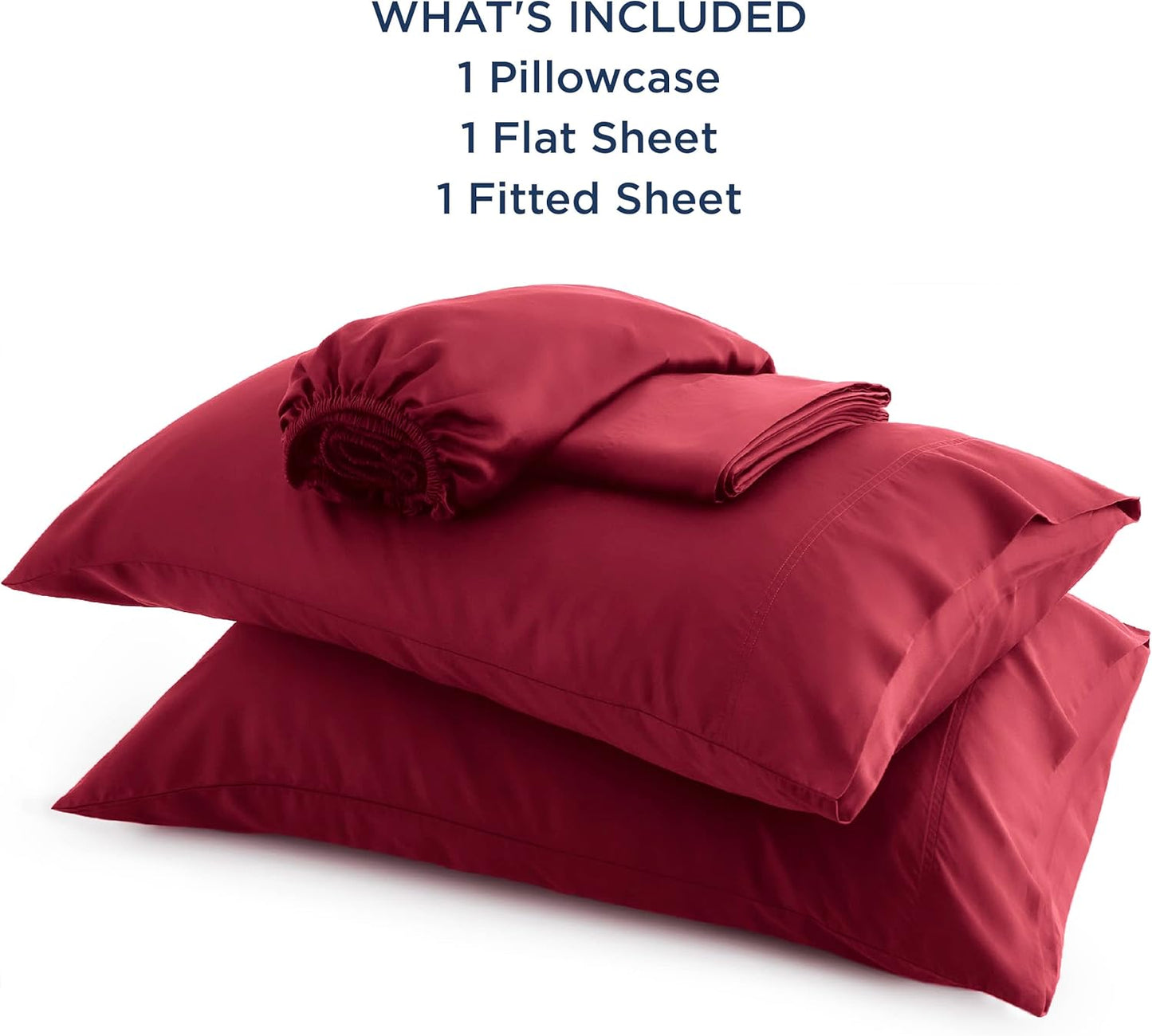 Bedsure Twin Sheets Set, Cooling Sheets Twin Size Bed Set, Rayon Derived from Bamboo, Twin Size Sheets, Breathable & Soft Bed Sheets, Hotel Luxury Silky Bedding Sheets & Pillowcases, Burgundy
