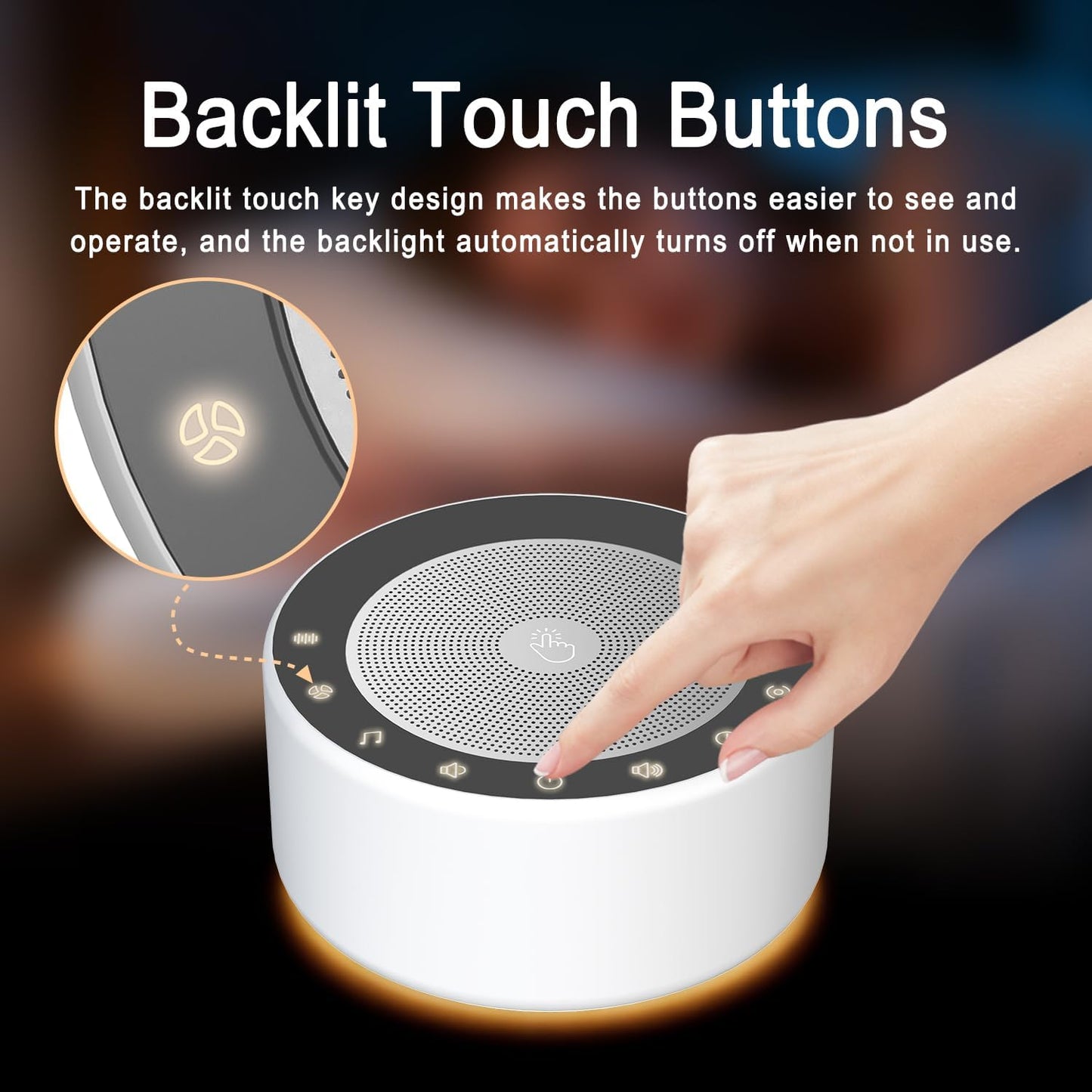 Kipcush White Noise Sound Machine with Nursery Lamp, Mood Lighting, 7 Colour Night Light, 30 Soothing Sounds for Baby/Adult. Timer, Plug in, Memory Function, Touch Control