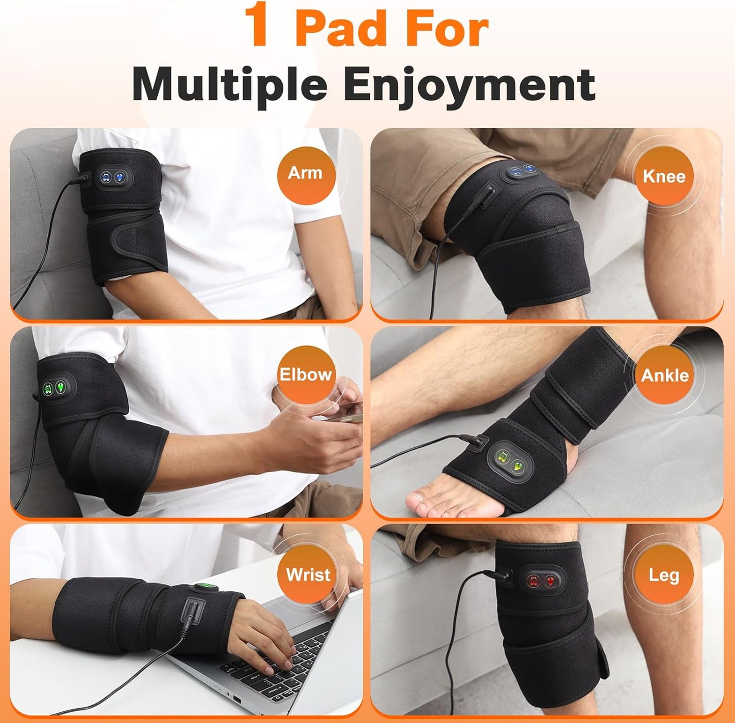 Arm Heating Pad, Extra Long Electric Heating Strap, Heated Wrap Around Wrist Brace, for Hand, Arm, Knee, Ankle, 4 Heat Levels & 3 Auto-Shutoff Timers, with 78" Long Power Cord