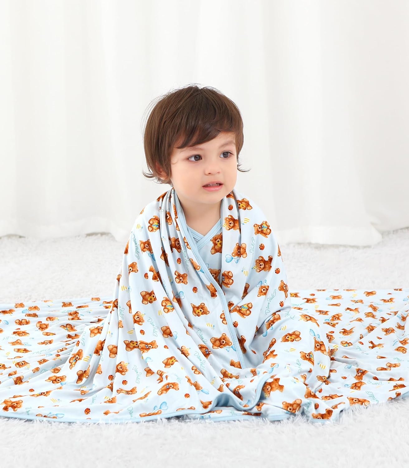 Premium Baby Blanket, Stretchy Quilt for Kid, Soft Crib Bedding for Newborn Baby and Toddler, Nursery Blanket for Boys and Girls, Viscose Made from Bamboo 50'' x 50'' Bear