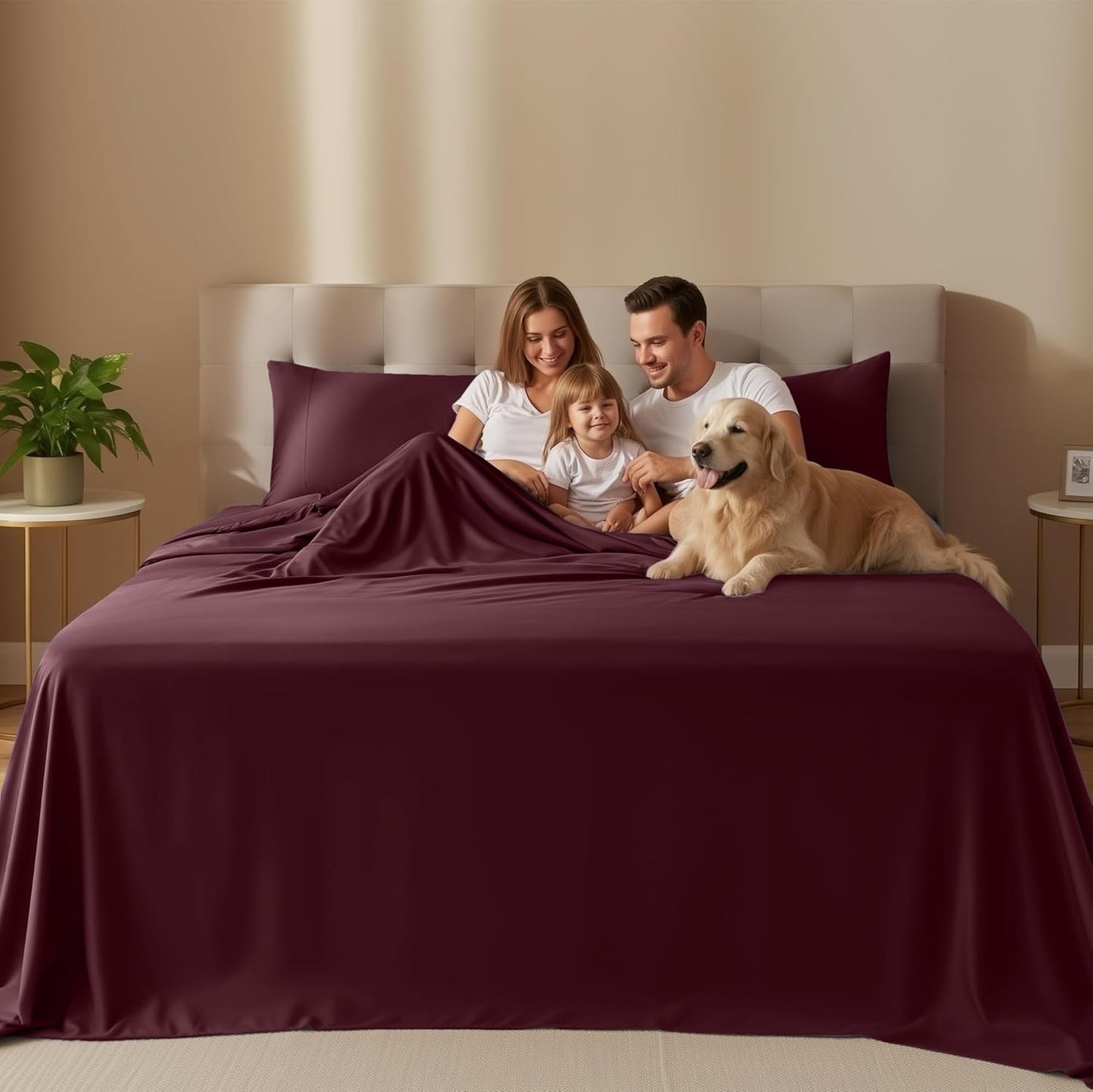 Utopia Bedding Queen Sheet Set – 4 Piece Bed Sheets for Queen Size Bed, Soft and Breathable Microfiber, Includes 1 Fitted Sheet, 1 Flat Sheet and 2 Pillowcases (Burgundy)