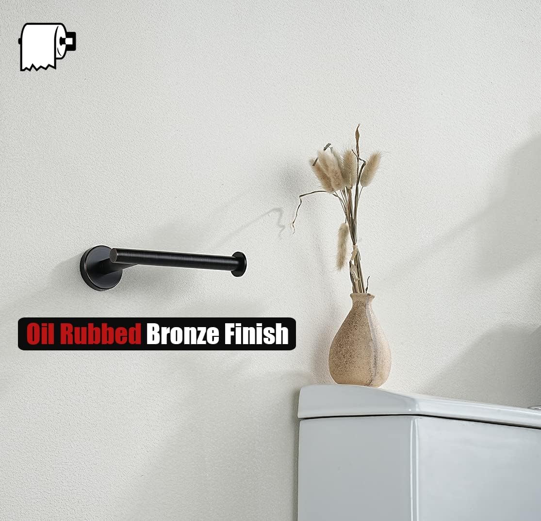 JQK Toilet Paper Holder Oil Rubbed Bronze, 5 Inch 304 Stainless Steel Thick 0.8mm Tissue Paper Dispenser for Bathroom, Hold Mega Rolls Wall Mount, TPH120-ORB