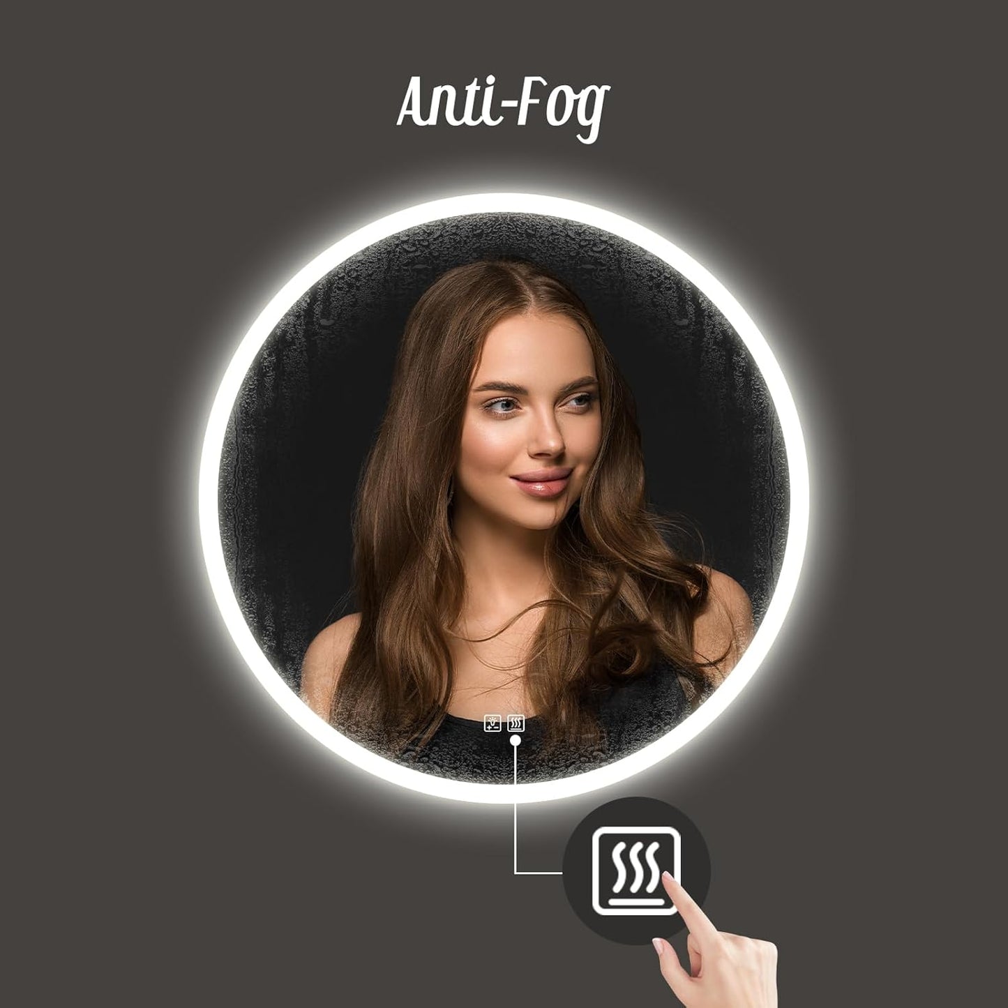 APRILSOUL 44 Inch Round LED Bathroom Vanity Mirror with Front and Backlit, Led Mirror with Anti-Fog, 3 Colors and Dimmable Light