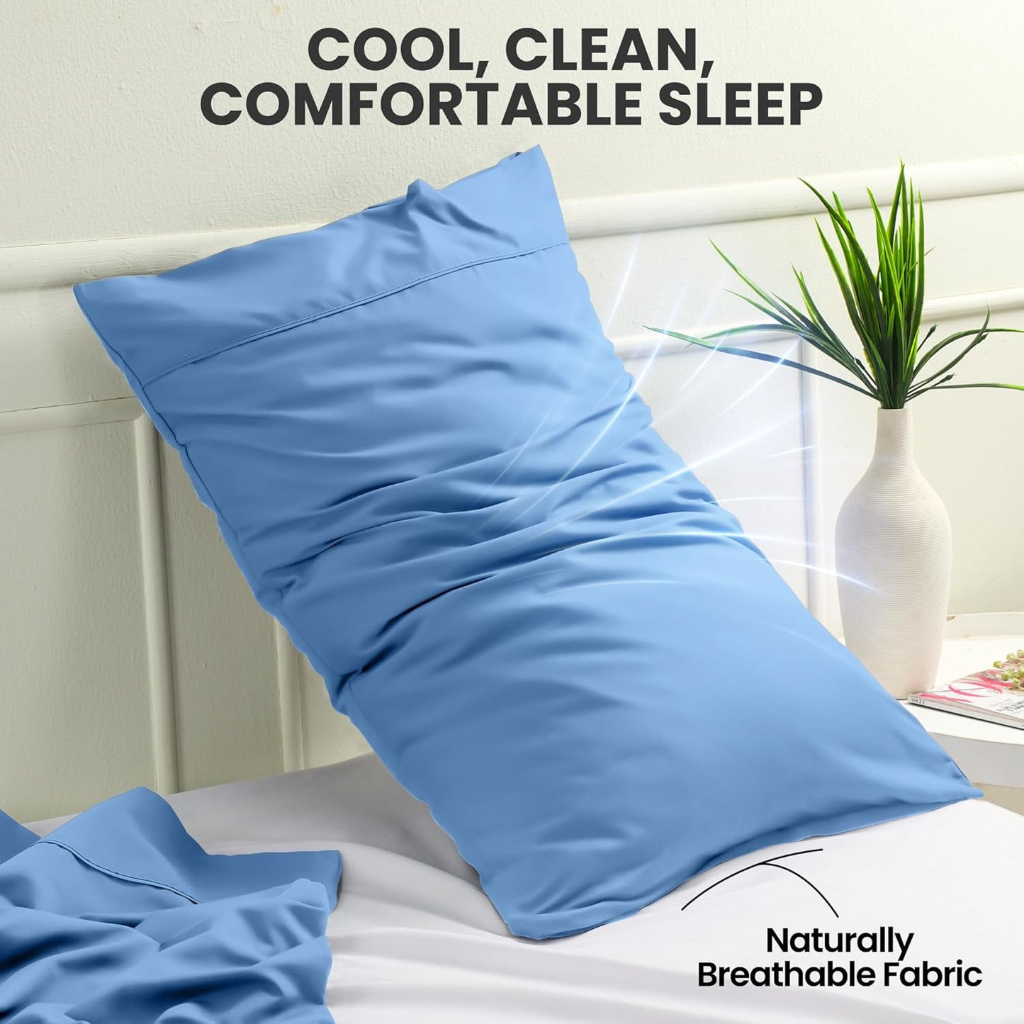 Pillow Covers by Utopia Bedding - Queen Size 2-Pack – Soft Brushed Microfiber – Perfect for Hospitals, Hotels, Guest Rooms – Oeko-TEX Certified, 20x30 Inches (Dutch Blue)