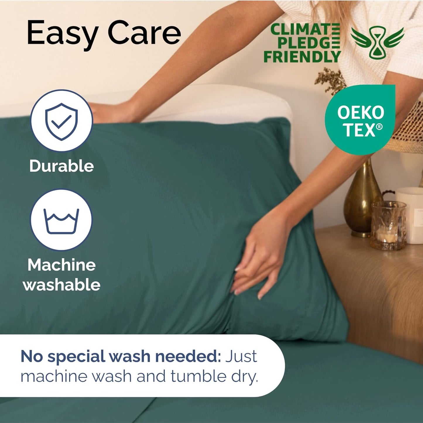 King Size 4 Piece Sheet Set - Extra Soft, Breathable & Cooling Sheets - Hotel Luxury Durable Bed Sheets for Women & Men - Deep Pockets, Easy-Fit & Wrinkle-Free Sheets - Dusty Teal Oeko-Tex Bed Sheets