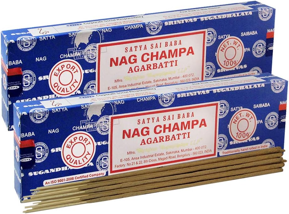 TRUMIRI Incense Stick Holder Bundle with Satya Sai Baba Nagchampa 100g Incense Sticks - Pack of 2 (Approx 200 Sticks)