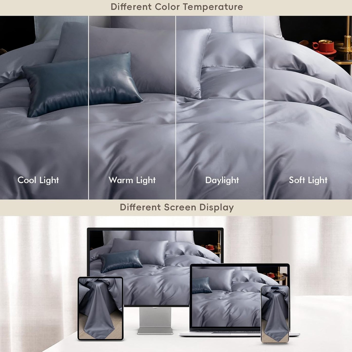 MooMee Duvet Cover Set 100% Extra Long Staple Cotton 600 Thread Count Silky Sateen Smooth Luxury Soft Breathable Durable Hotel Quality Bedding, 3 Pieces (Baby Blue, King 104"x90")