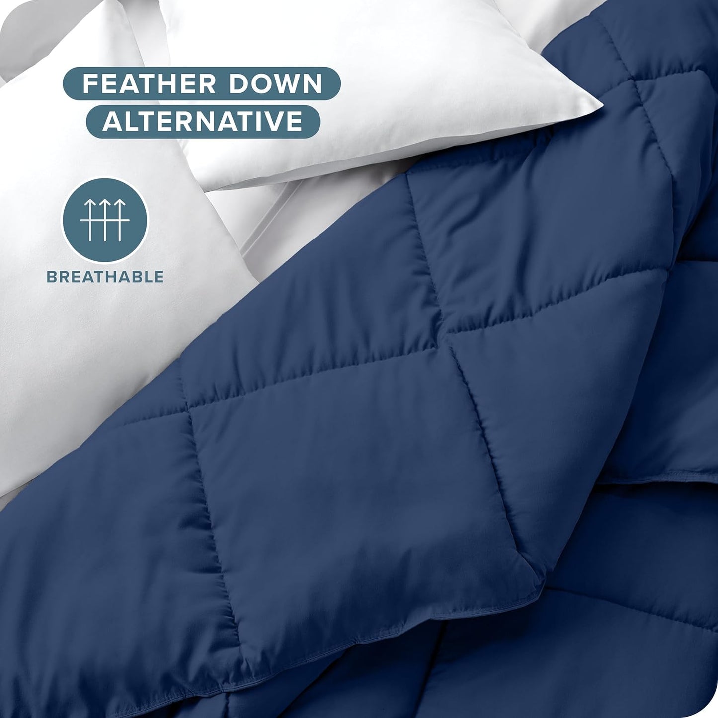 Bare Home Duvet Insert Comforter - Full Size - Goose Down Alternative - Ultra-Soft - Premium 1800 Series - All Season Warmth - Bedding Comforter (Full, Dark Blue)