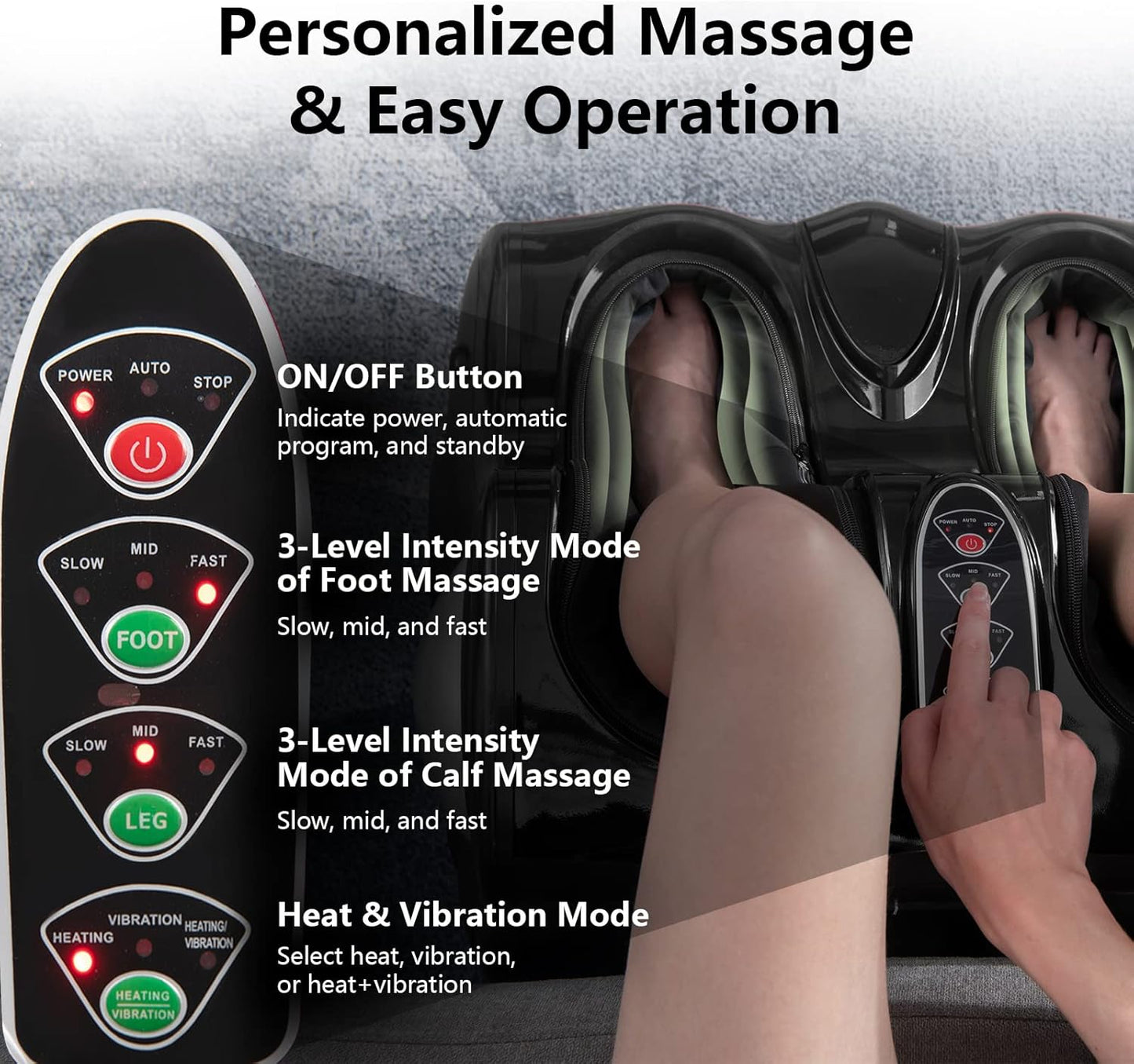 Giantex Foot and Calf Massager with Heat - Shiatsu Foot Massager Machine with Vibration, Deep Kneading, 3-Level Intensity Modes, Electric Foot Massager for Tired Feet, Leg, Calf Pain Relief (Black)