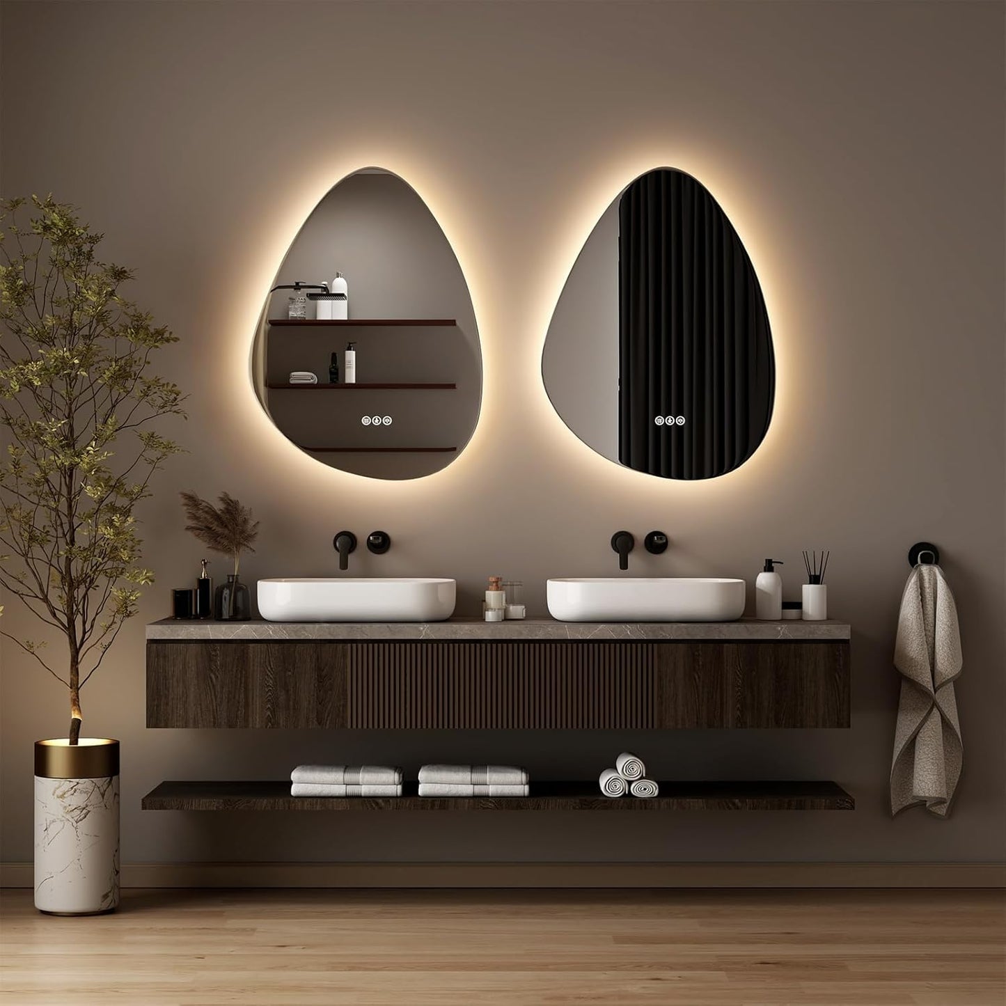 Led Mirror for Bathroom, 24"x 32" Bathroom Vanity Mirror with Lights, Human Body Sensing, Anti-Fog, 3 Colors and Dimmable, Backlit Light Up Bathroom Mirror Wall Mounted.