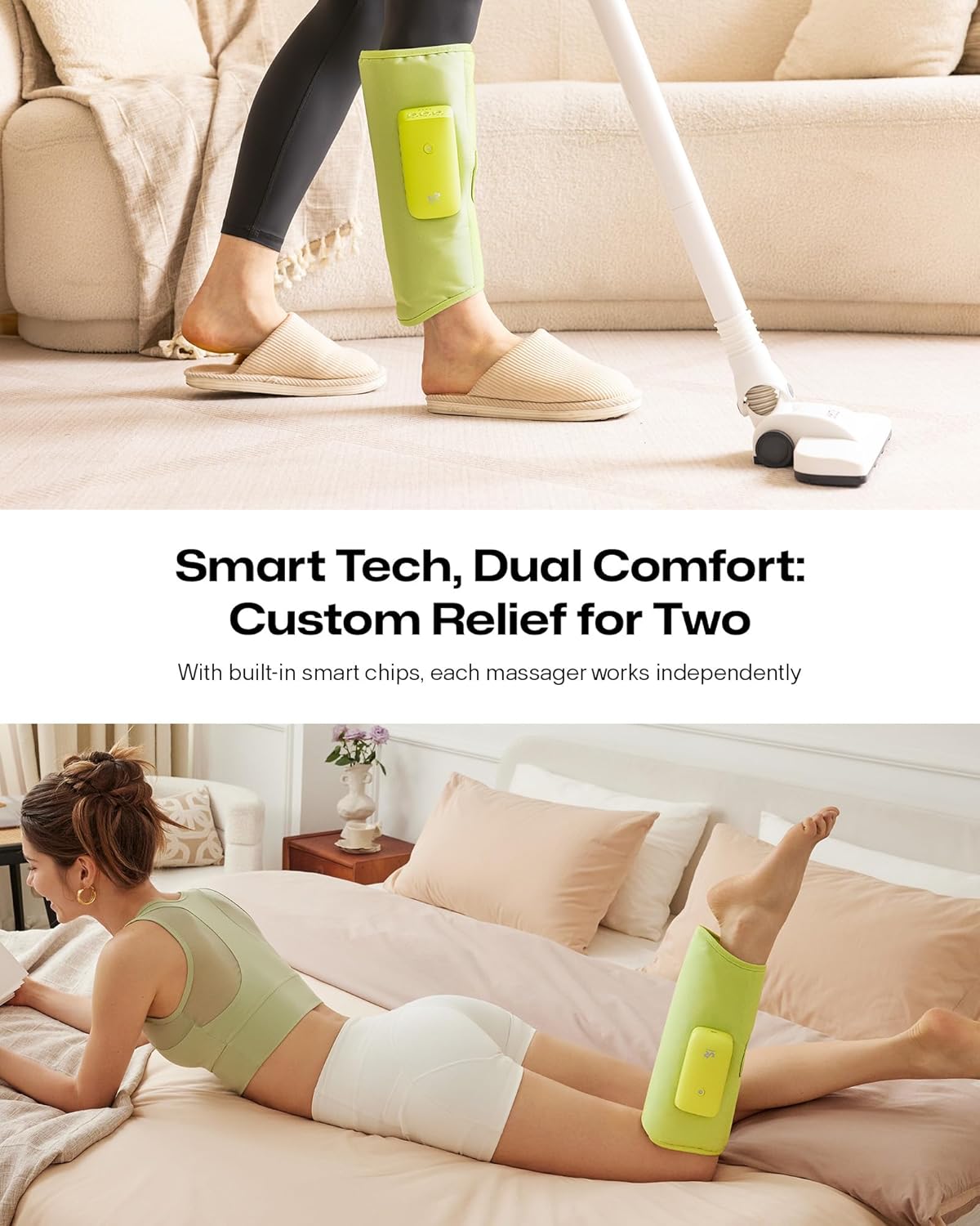 UREVO Smart Calf Massager with AI Massage Adaptation, Air Compression – Cordless Leg Massager for Circulation, Relaxation & Leg Sculpting – 3 Modes & 3 Intensities, Adjustable Heat, Long Battery