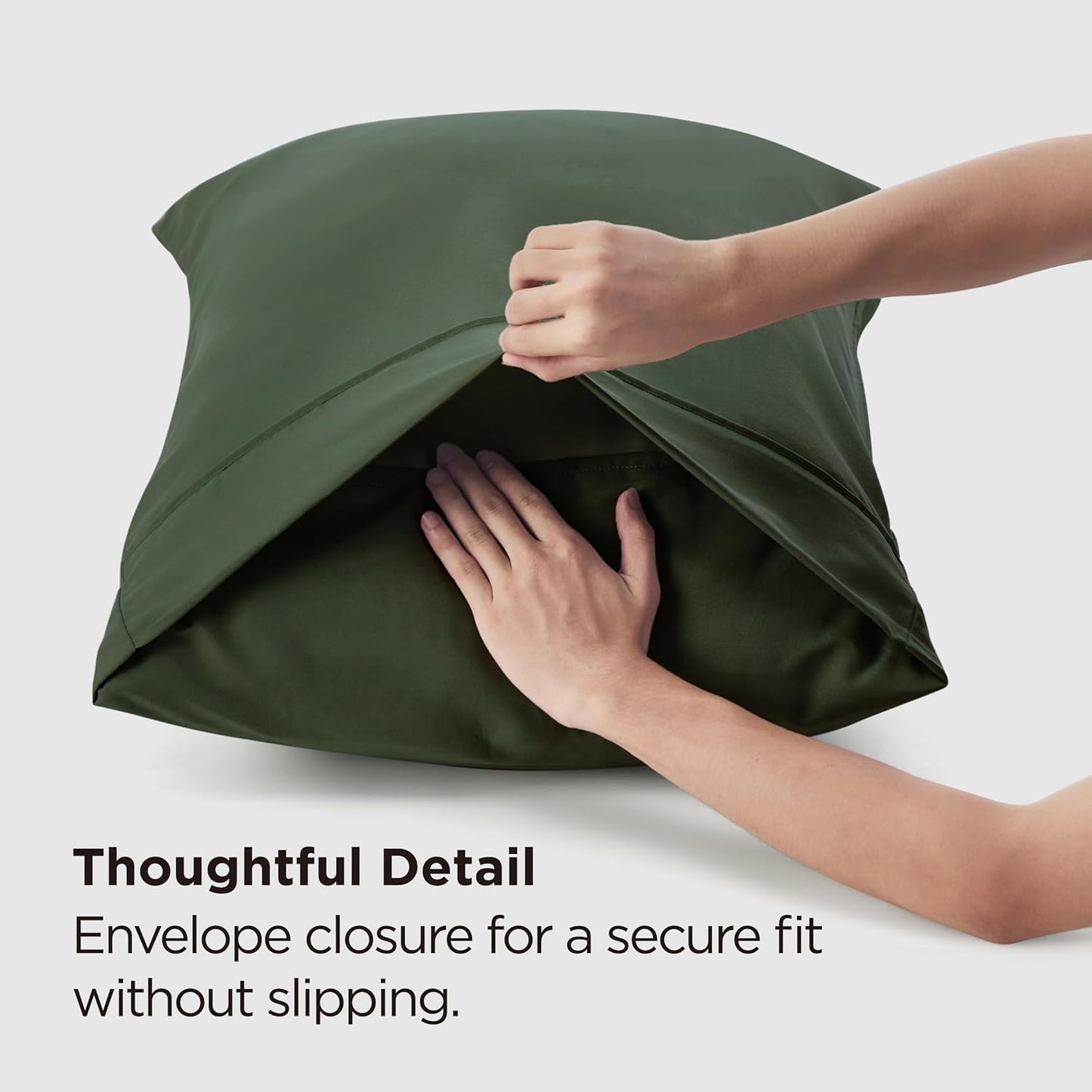 Bedsure Queen Pillow Cases Set of 2 - Olive Green Microfiber Pillowcase 2 Pack, Super Soft Double Brushed Pillow Case Covers with Envelope Closure, Wrinkle, Fade and Stain Resistant, 20x30 Inches