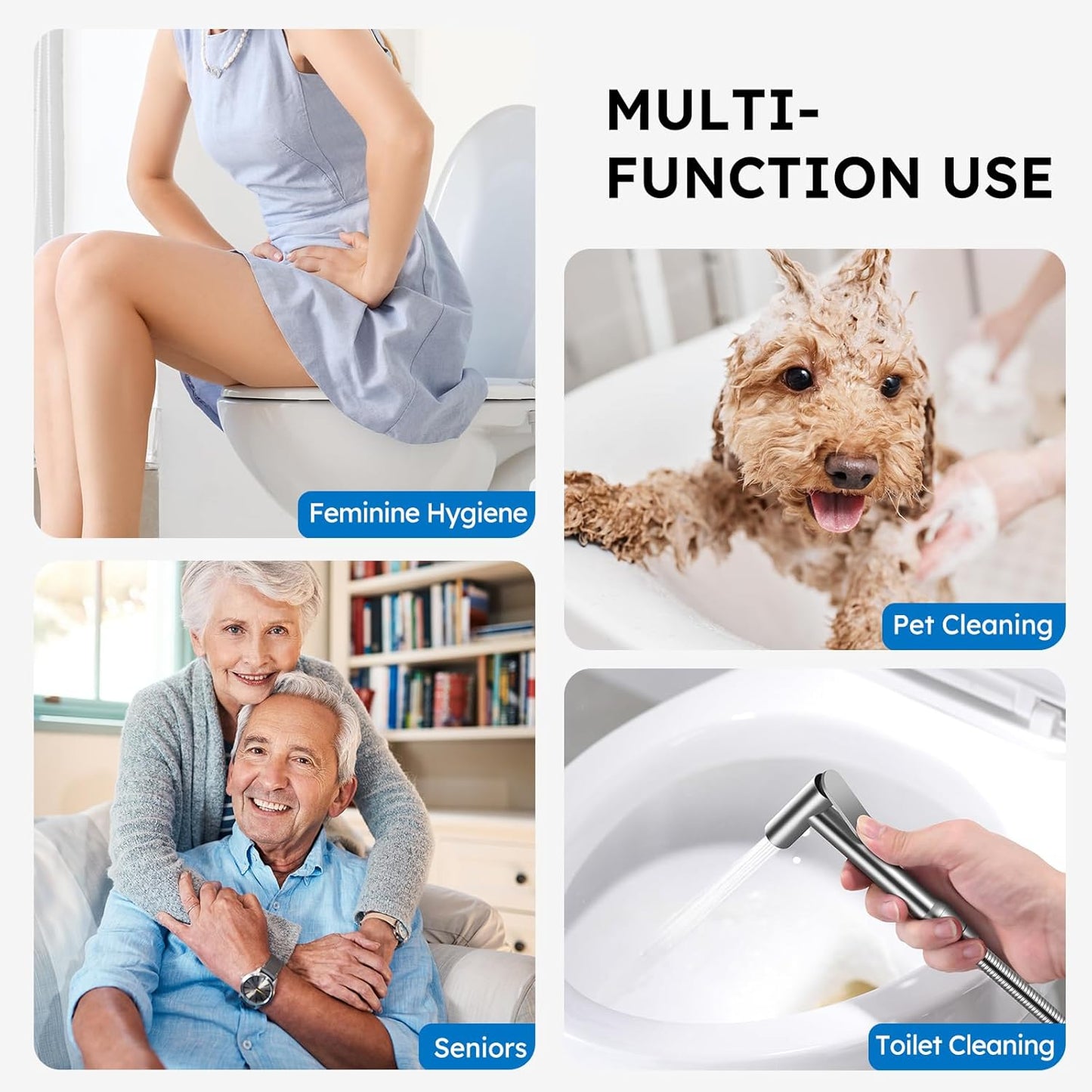 Arofa Built-in Hot and Cold Bidet Sprayer for Toilet, Warm Water Bidet with Adjustable Water Pressure, Dual Control Mode Toilet Sprayer with Toilet Hose for Feminine Wash, Wall Mounted