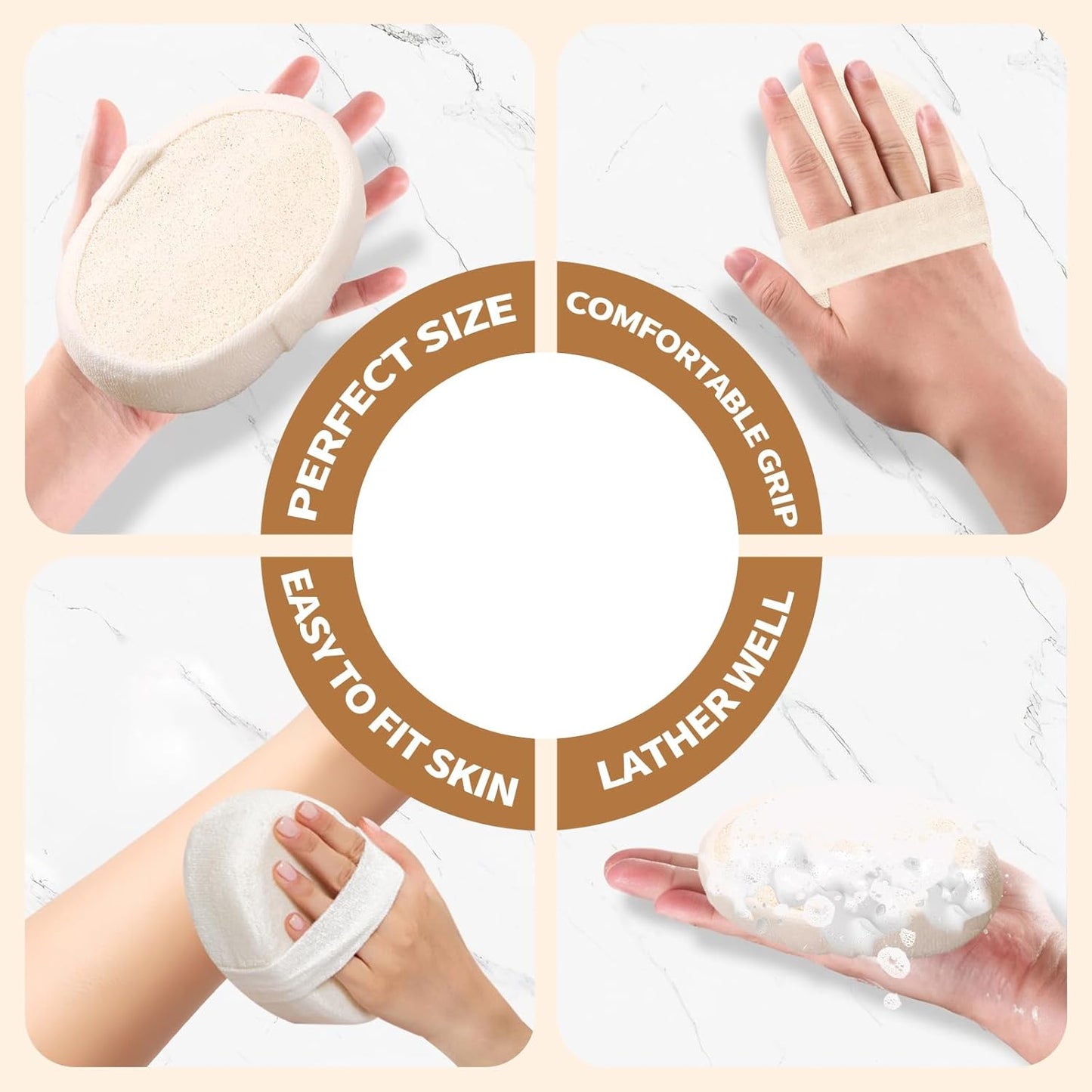 Natural Shower Loofah Sponge Exfoliating Body Scrubber,Natural Organic Beauty Exfoliating Loofah for Men and Women, Suitable for Cleansing Face Scrubber and Body Bath 2PCS (1 Small + 1 Large)